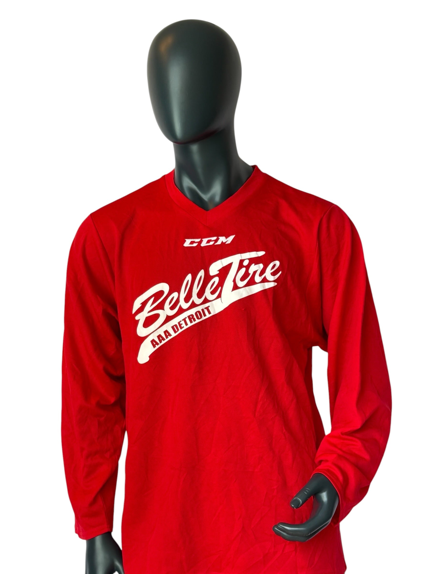 Vintage Belle Tire Detroit Hockey Jersey Red CCM